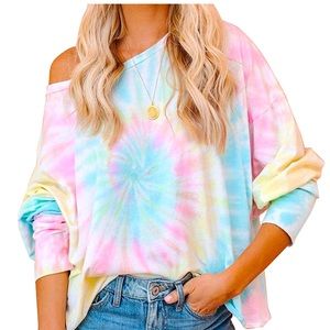 Tie dye off shoulder shirt